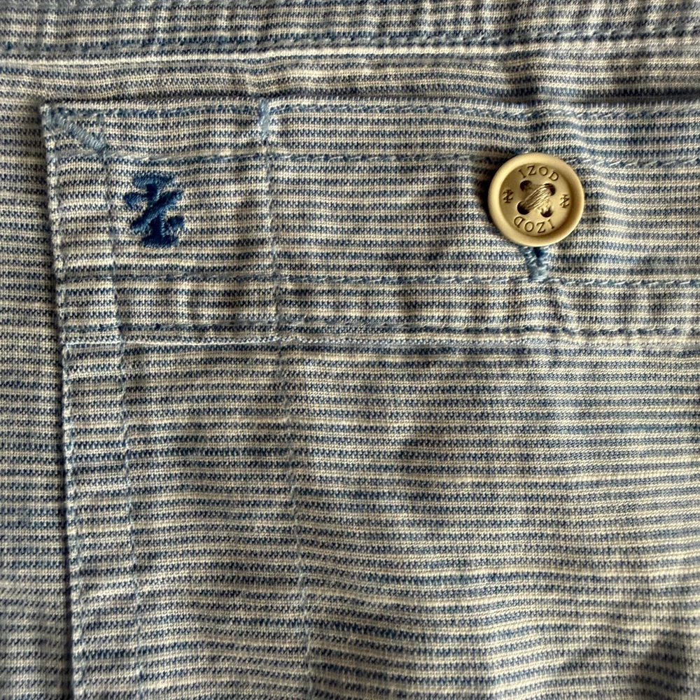 Izod Saltwater Men’s 2XLT Light Blue Short-Sleeve Button-Up Shirt - Picture 5 of 6